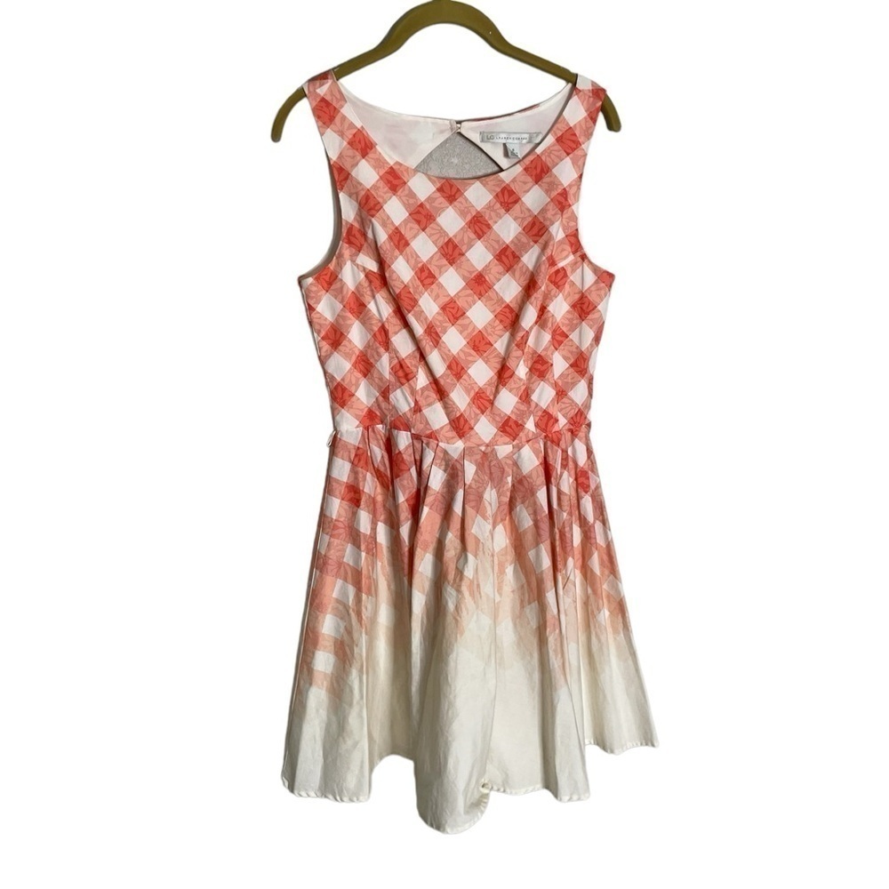 LC Lauren Conrad Plaid Gingham Pleated Fit Flare Sleeveless Dress 6 Open Back